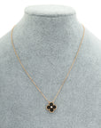 Van Cleef & Arpels 18K Rose Gold Diamond Silver Obsidian Vintage Alhambra Holiday 2023 Pendant Necklace