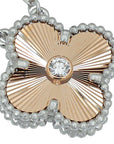 Van Cleef & Arpels 18K Rose and White Gold Diamond Vintage Alhambra 2024 Holiday Pendant