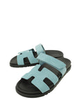 Hermes Blue Mineral Suede Goatskin Chypre Sandal 37