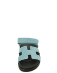 Hermes Blue Mineral Suede Goatskin Chypre Sandal 37