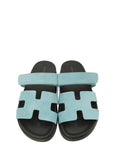 Hermes Blue Mineral Suede Goatskin Chypre Sandal 37