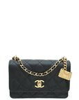 Chanel Black CC Chain Wallet W/ Metal Bag Charm