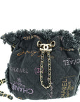 Chanel Black Multicolor CC Denim Quilted Mood Bucket Bag With Chain