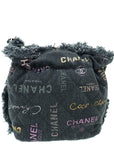 Chanel Black Multicolor CC Denim Quilted Mood Bucket Bag With Chain