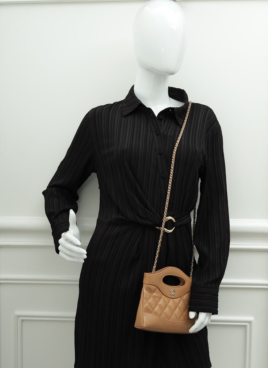 Chanel Dark Beige CC 31 Mini Shopping Bag