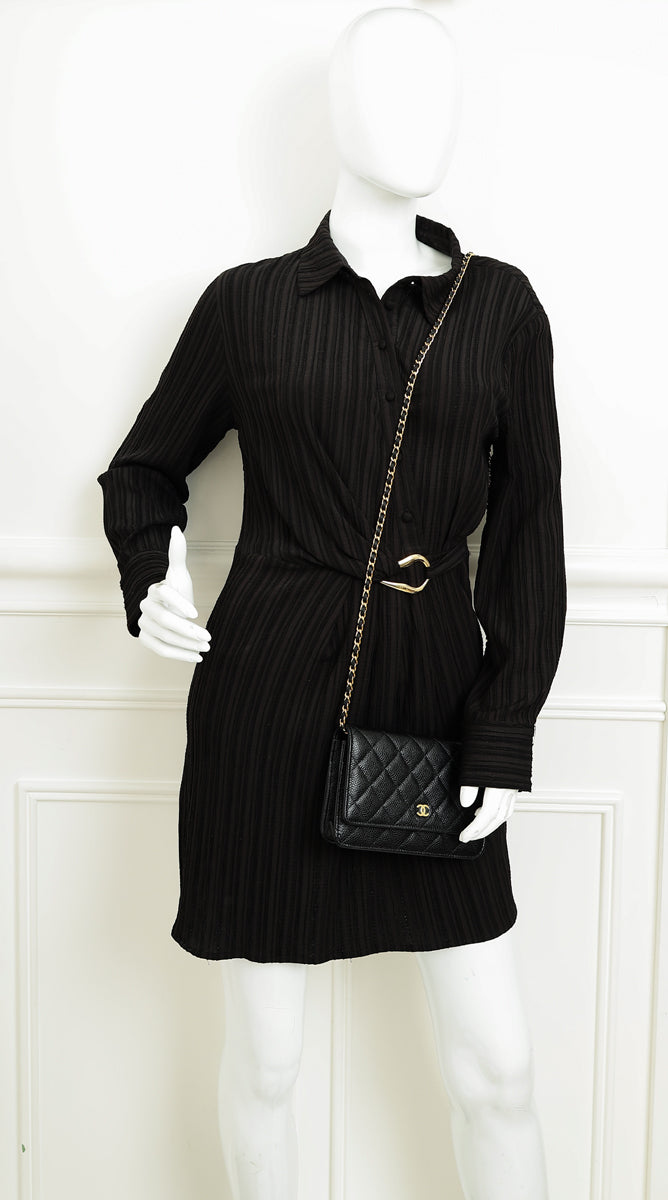 Chanel Black CC Classic Wallet On Chain