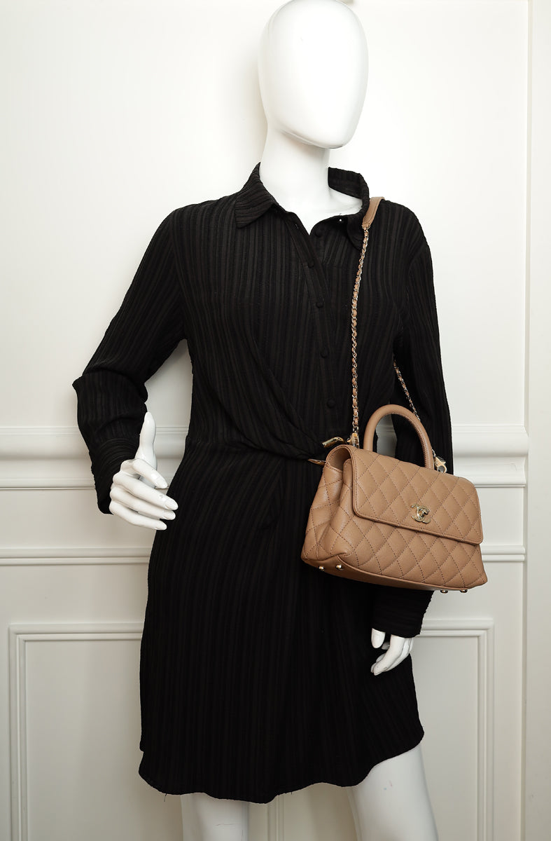 Chanel Dark Beige Coco Small Handle Bag