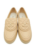 Chanel Beige CC Pocket Quilted Moccasin Loafer 38