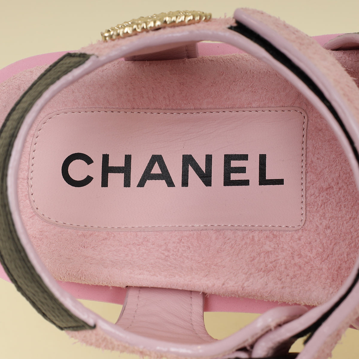 Chanel Bicolor CC Suede Velcro Flat Sandals 38