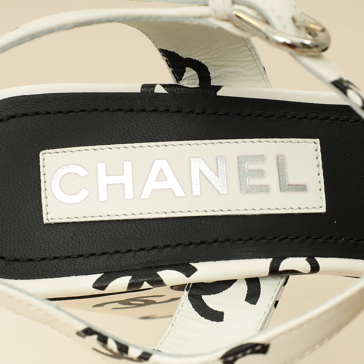 Chanel Bicolor CC Print Coco Beach Sandal 37