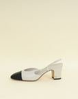 Chanel Bicolor CC Cap Toe Slingback Pump 38.5
