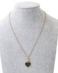 Chopard 18K Rose Gold Diamond Onyx Happy Heart Pendant Necklace