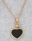 Chopard 18K Rose Gold Diamond Onyx Happy Heart Pendant Necklace