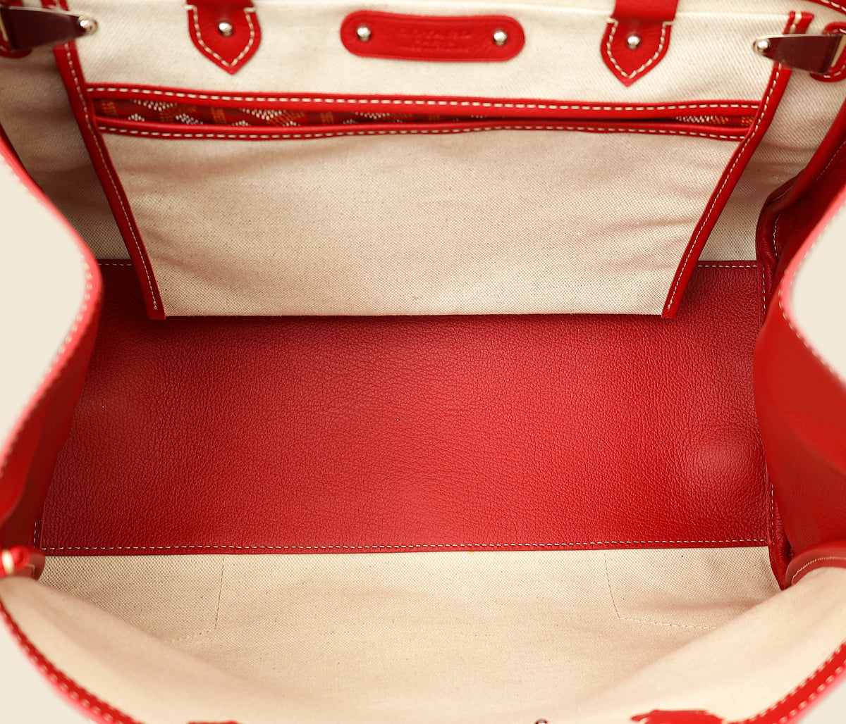 Goyard Red Goyardine Cabas Saigon MM Bag