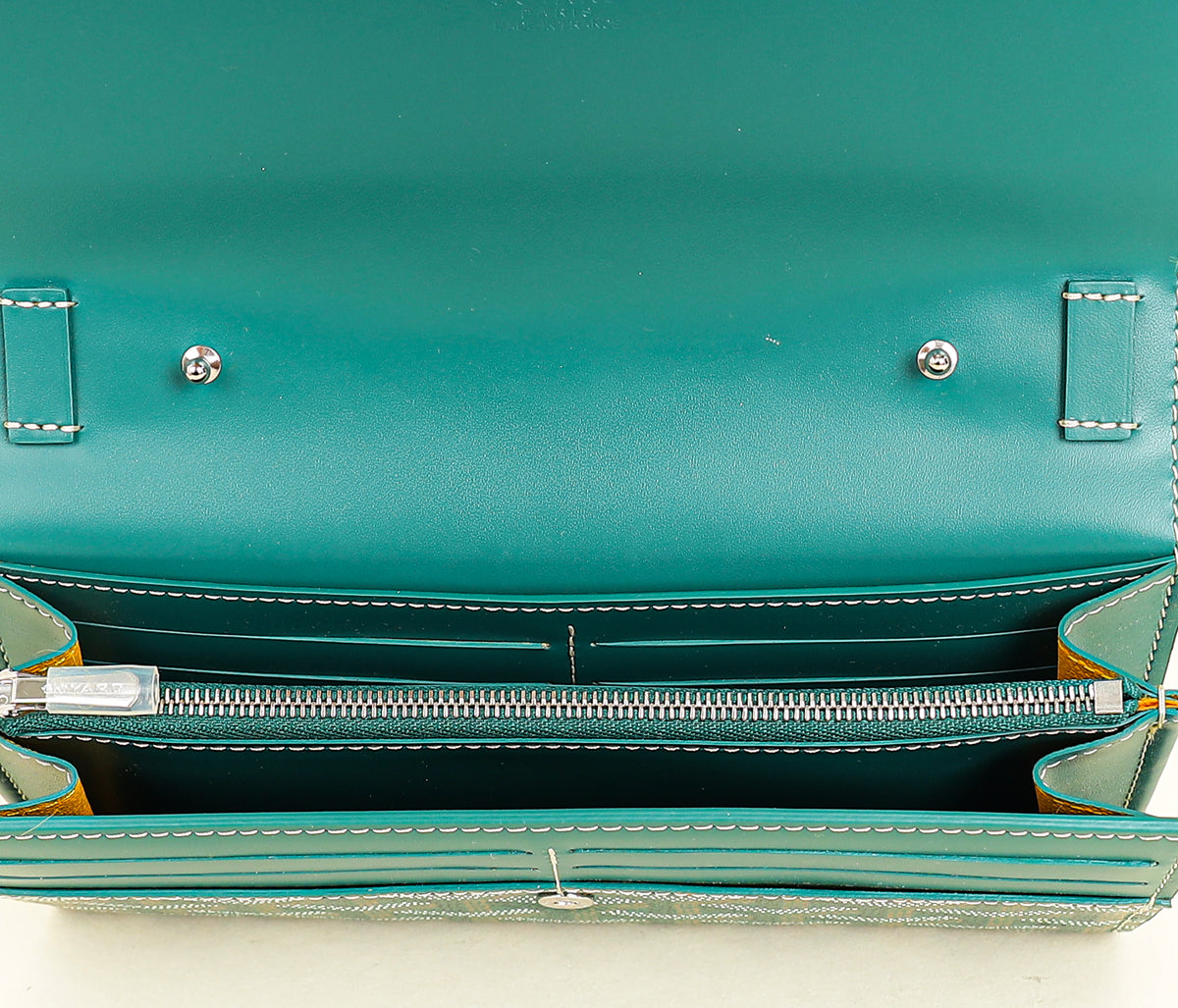 Goyard Green Goyardine Continental Wallet W/ Strap