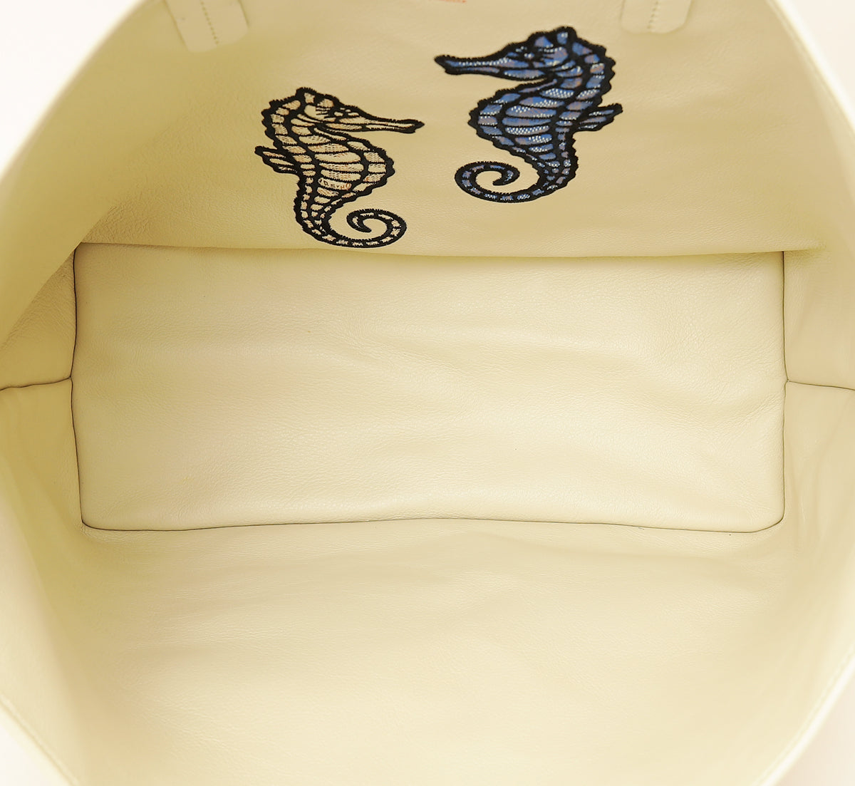 Goyardine Sand Ltd. Ed. Reversible Embroidered Seahorse Anjou PM Bag
