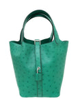 Hermes Vert Vertigo Ostrich Picotin Lock 18 Bag