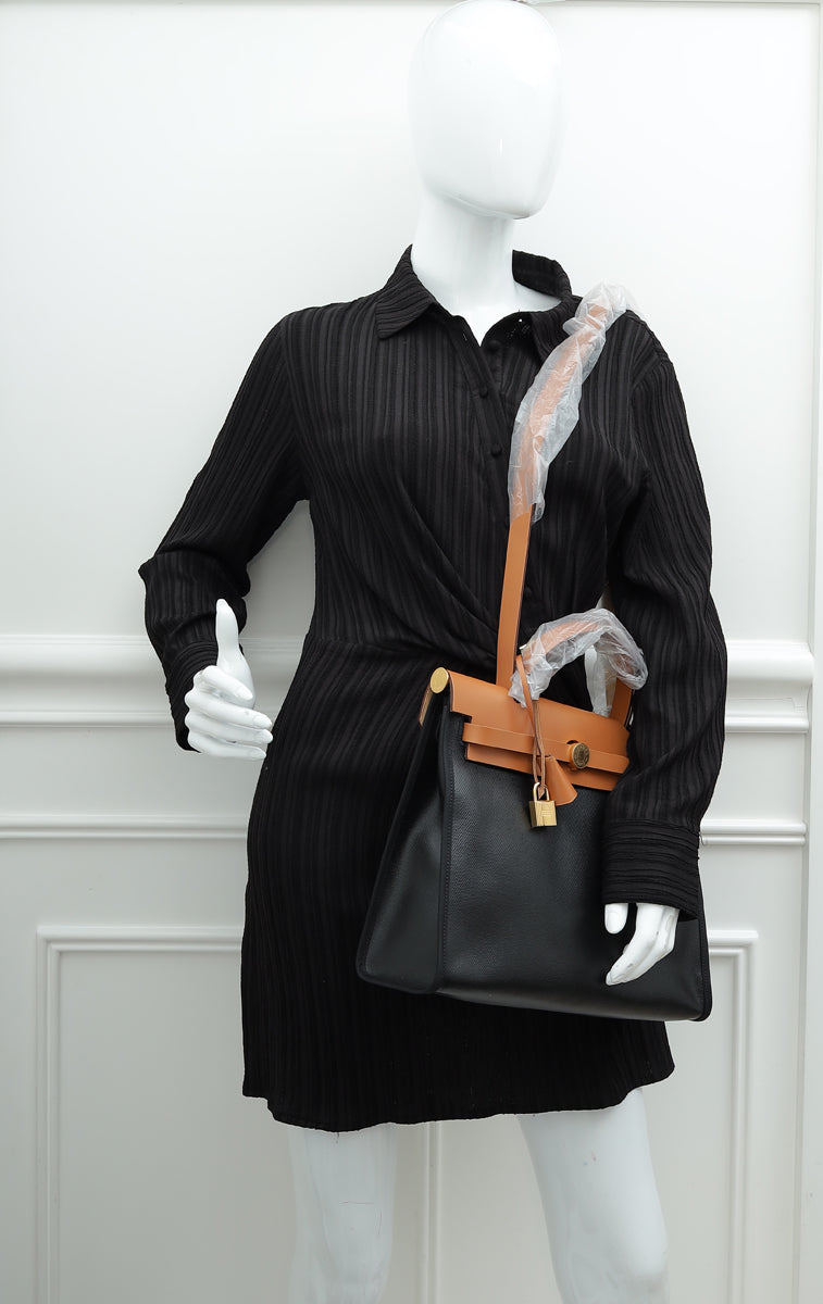 Hermes Bicolor Herbag Zip 31 PM Toile H Berline Vache Hunter Bag