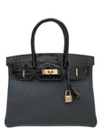 Hermes Noir Touch Niloticus Crocodile Birkin 30 Bag