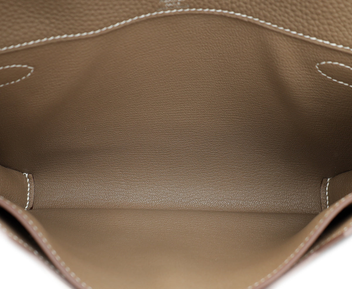Hermes Etoupe Kelly Depeches 25 Pouch