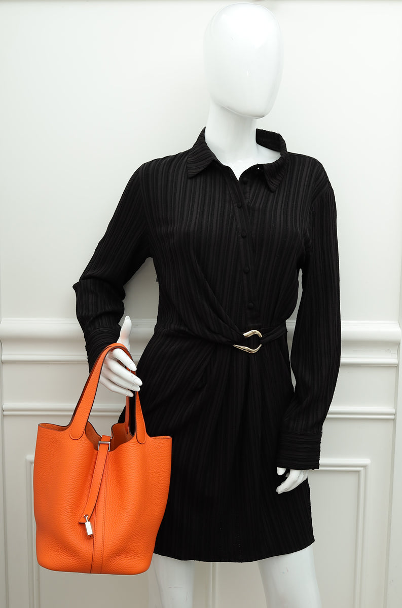 Hermes Orange Minium Picotin Lock 22 Bag