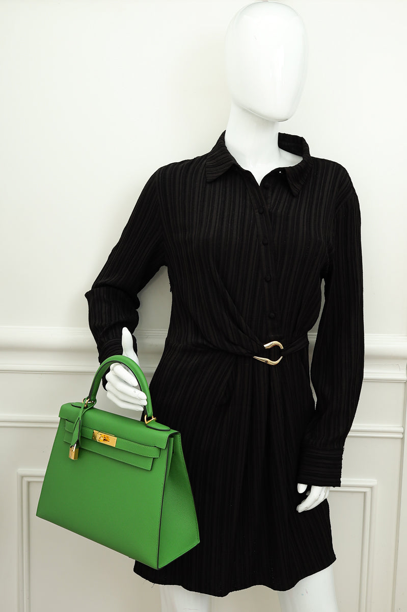Hermes Vert Yucca Kelly 28 Sellier Bag