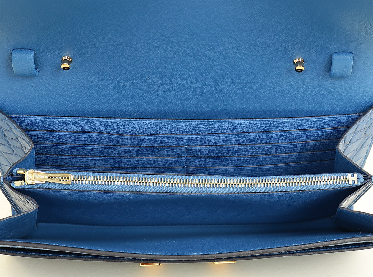 Hermes Bleu Zellige Matte Alligator Constance To Go Wallet