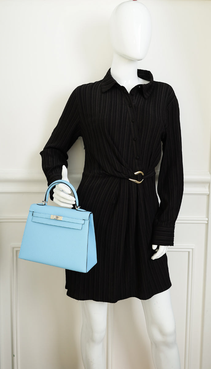 Hermes Bleu Celeste Kelly 25 Sellier Bag