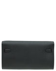 Hermes Noir Classique Kelly To Go Wallet W/ Maxi Quadrille Strap