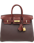 Hermes Bicolor Matte Alligator Birkin 25 Touch Bag