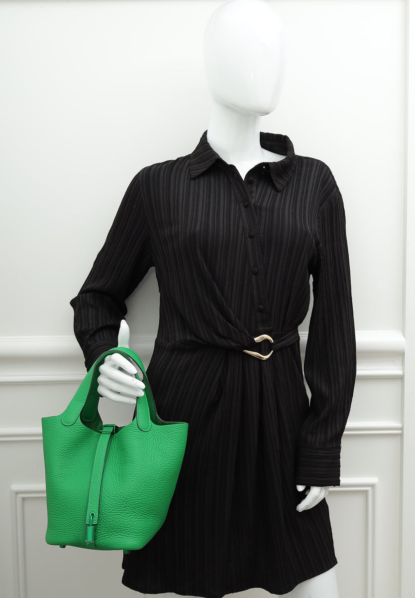 Hermes Bamboo Picotin Lock 18 Monochrome Bag
