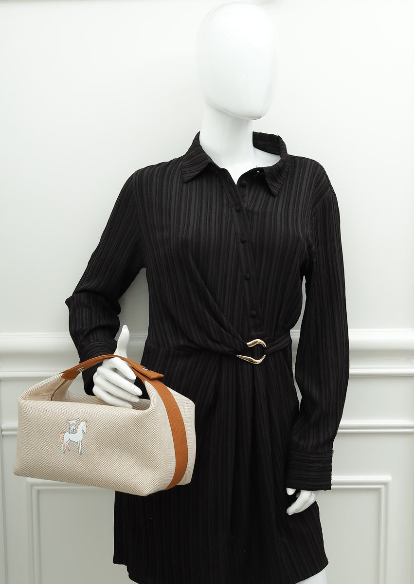 Hermes Biscuit Bride-a-Brac Cabriole Herringbone Large Case