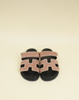 Hermes Rose Perle Suede Crystal Chypre Sandals 36.5