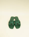 Hermes Vert Cactus Oran Sandals 37.5