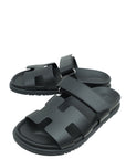 Hermes Noir Chypre Sandals 37.5