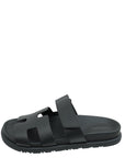 Hermes Noir Chypre Sandals 37.5