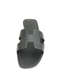 Hermes Noir Oran Sandals 37