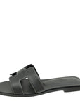 Hermes Noir Oran Sandals 37
