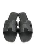 Hermes Noir Oran Sandals 37