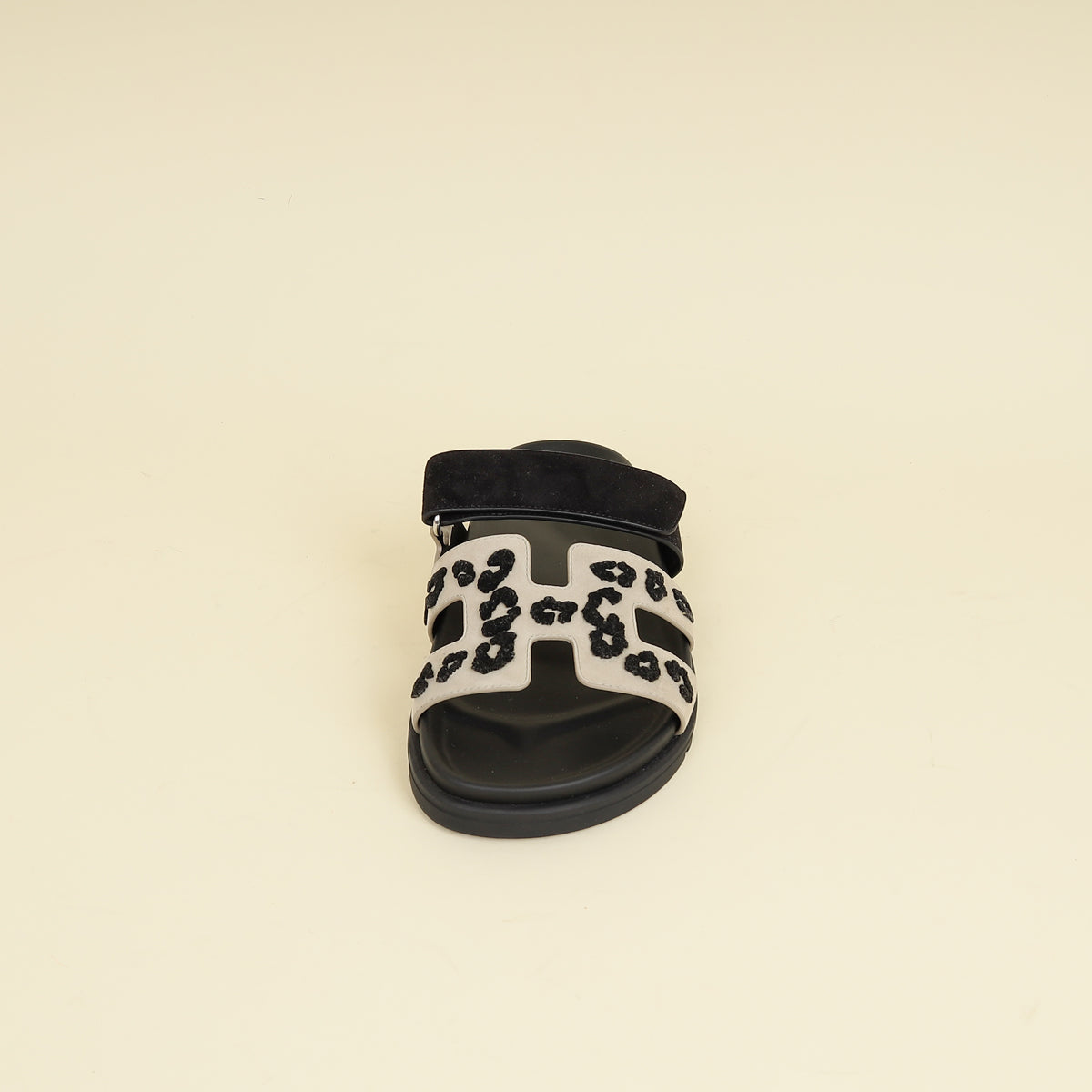 Hermes Bicolor Tufted Leopard Chypre Sandals 37-Hermes-THE CLOSET