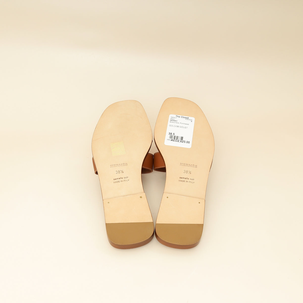 Hermes Gold Oran Sandal 38.5