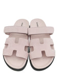 Hermes Rose Porcelaine Chypre Suede Goatskin Sandal 39