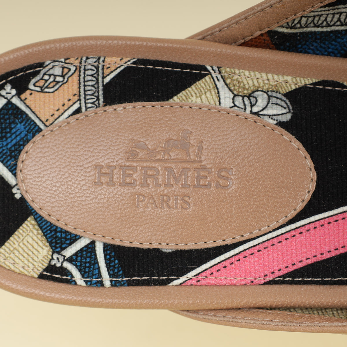 Hermes Beige Sarrazin Patterned Insole Oz Mule 40