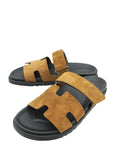 Hermes Brun Fume Suede Goatskin Chypre Sandal 42