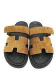 Hermes Brun Fume Suede Goatskin Chypre Sandal 42