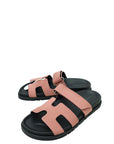 Hermes Bois De Rose Satin Chypre Sandals 36.5