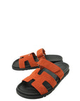 Hermes Burnt Orange Suede Goatskin Chypre Sandal 37.5