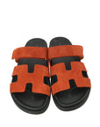 Hermes Burnt Orange Suede Goatskin Chypre Sandal 37.5