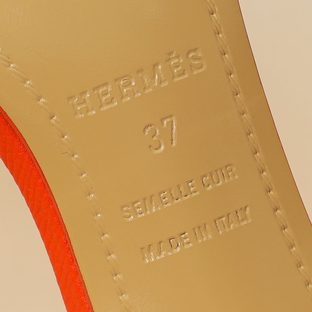 Hermes Orange Poppy Premiere 70 Sandal 37