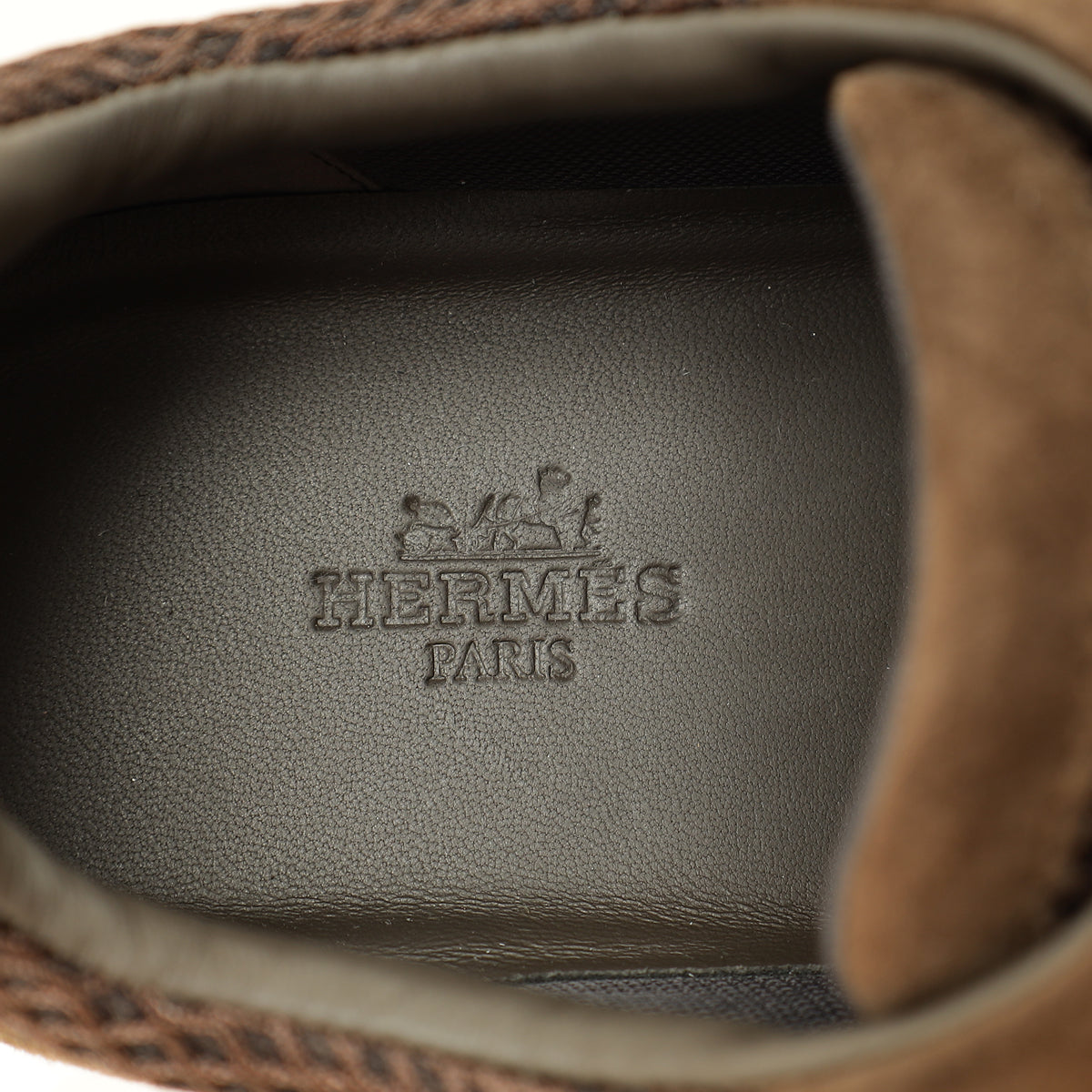 Hermes Dark Brown Suede Mesh Bouncing Sneaker 38.5